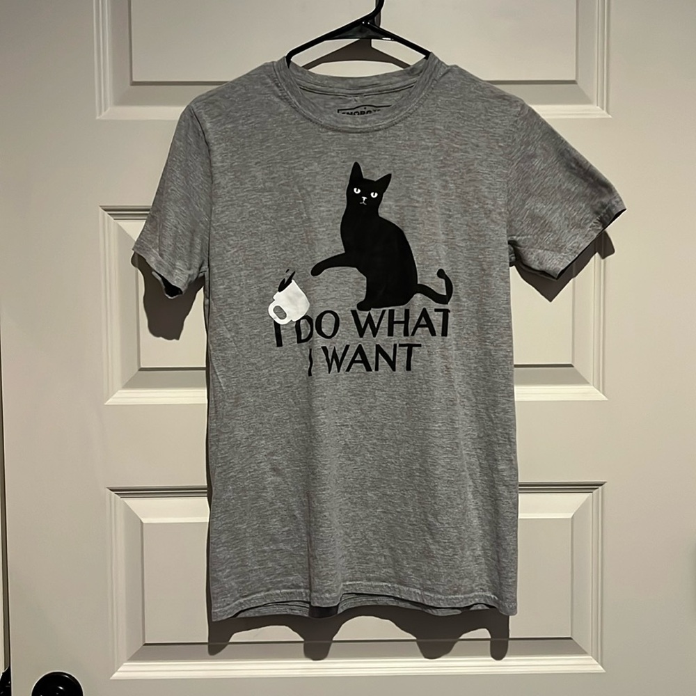 Grey “I Do What I Want” cat t-shirt